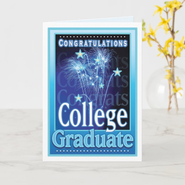 College Graduation Congratulations with Fireworks Card (Yellow Flower)