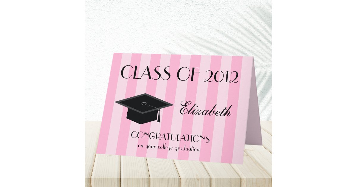 College Graduation Greeting Card -- Pink | Zazzle