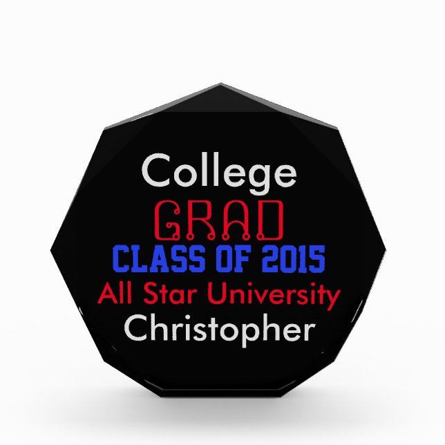 College Graduation School Name Award Keepsake (Front)