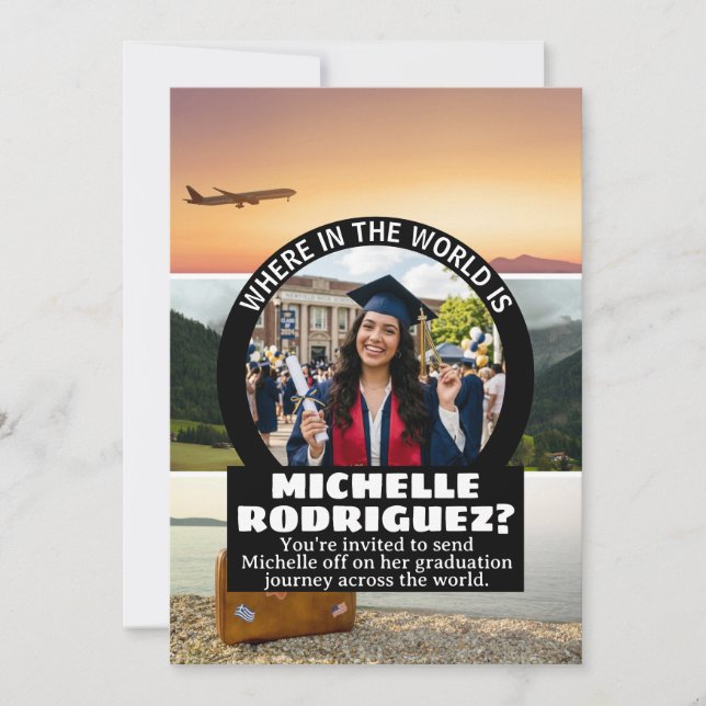 College Graduation Travel Sendoff Party QR Code Invitation (Front)