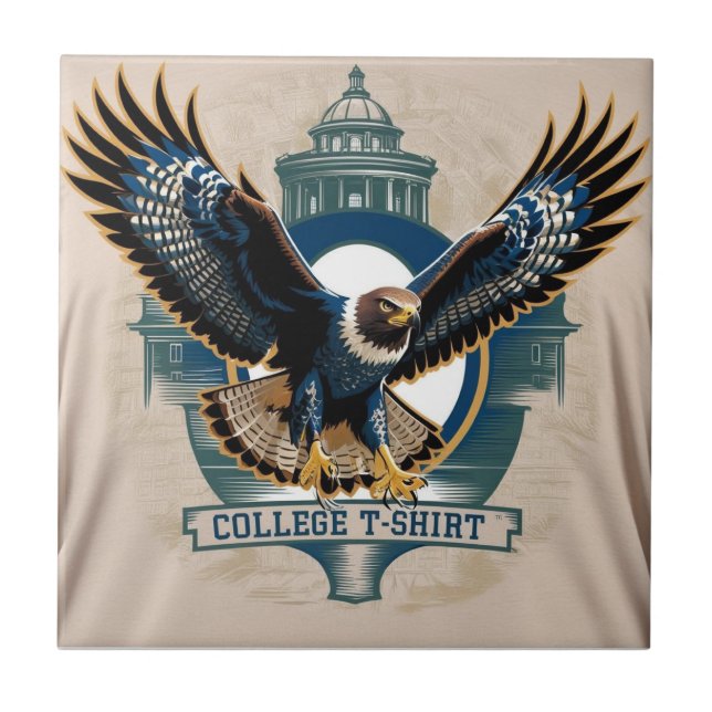 College : Hawk Logo Ceramic Tile (Front)