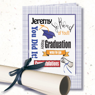 College High School Bold Blue Modern Graduation Card