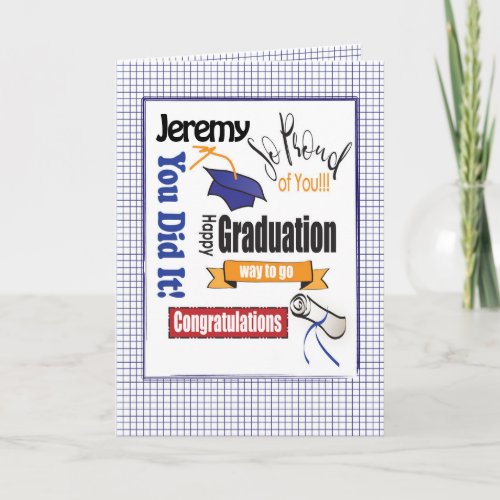 College High School Bold Blue Modern Graduation Card