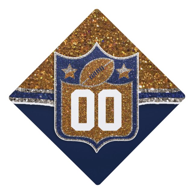 College High School Football Team Jersey Glitter G Graduation Cap Topper (Front)