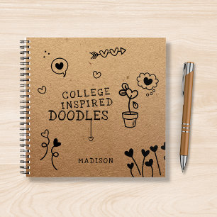 College Inspired Doodles Funny Girly Personalized Notebook