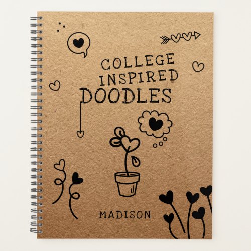 College Inspired Doodles Funny Girly Personalized Planner