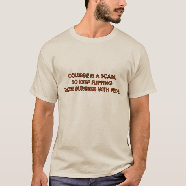 College is a Scam Men's Basic T-Shirt, White T-Shirt (Front)