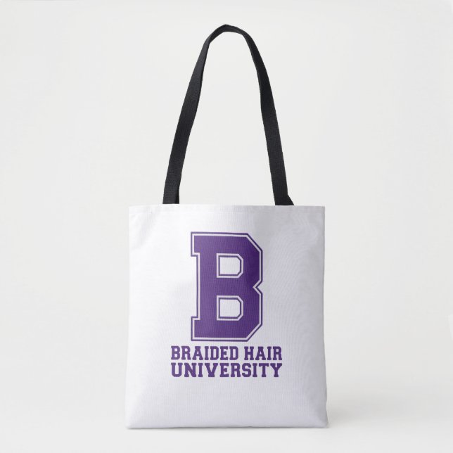 College Letter Braids Custom Graphic Sweatshirt Tote Bag (Front)