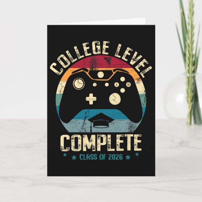 College Level Complete Cl Of 2026 Gamer Graduation Card (Front)