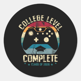 College Level Complete Cl Of 2026 Gamer Graduation Classic Round Sticker