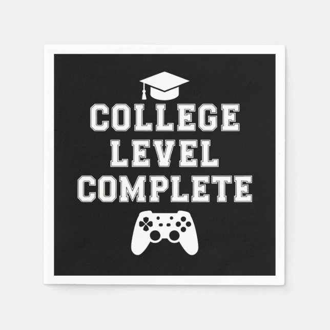 College Level Complete Graduation Gamer Gaming Napkins (Front)