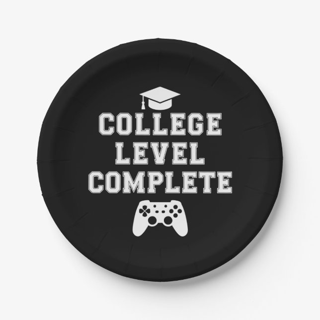 College Level Complete Graduation Gamer Gaming Paper Plates (Front)