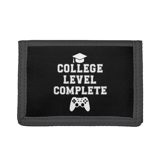 College Level Complete Graduation Gamer Gaming Trifold Wallet (Front)
