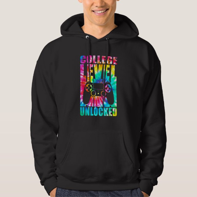 College Level Unlocked Tie Dye Back To School Kids Hoodie (Front)