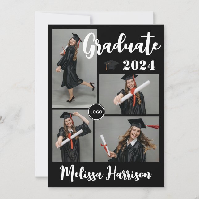 College Logo Graduate Photo Collage Announcement (Front)