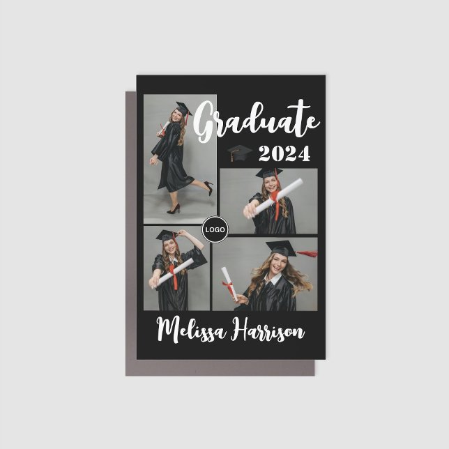 College Logo Graduate Photo Collage Announcement Car Magnet (College Logo Graduate Photo Collage Announcement Car Magnet)