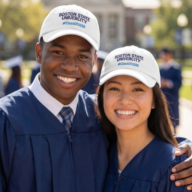 College Name Graduate 2026 Hashtag Embroidered Baseball Cap (Creator Uploaded)
