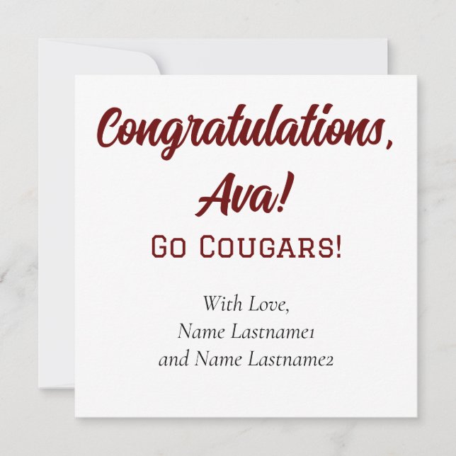 College of Charleston Personalized Gift Card (Front)