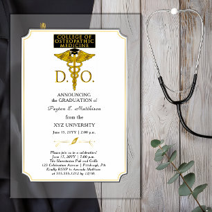 College of Osteopathic Medicine DO Physician Grad Acrylic Invitations
