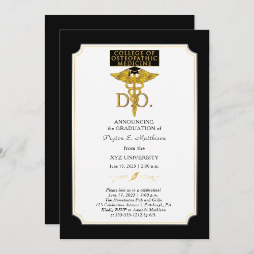 College of Osteopathic Medicine DO Physician Grad Invitation