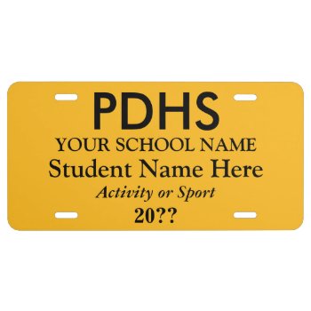 College Or High School Student License Plate by giftsbygenius at Zazzle