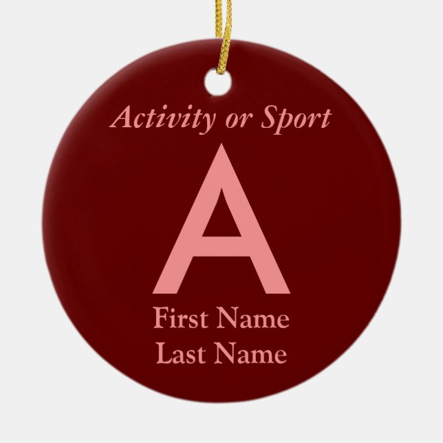 College or High School Varsity Letter Keepsake Ceramic Ornament (Front)