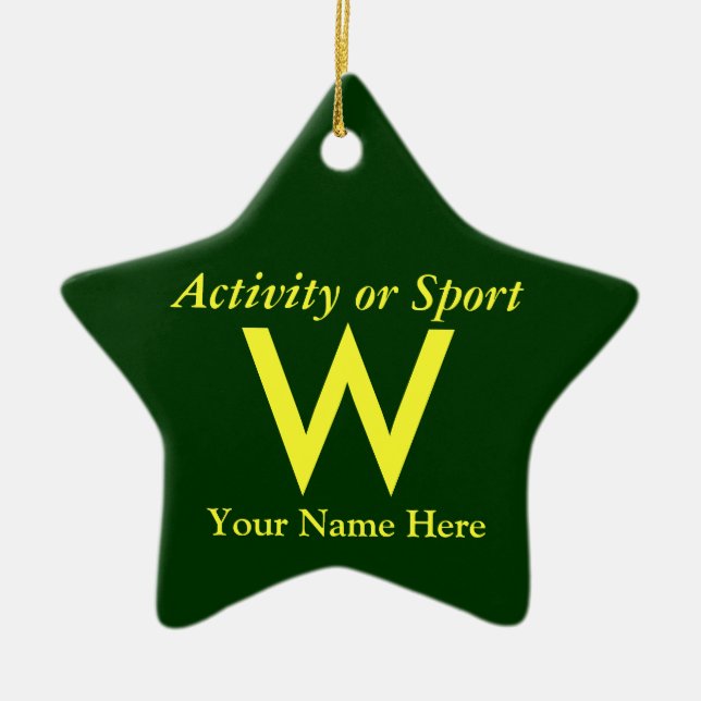 College or High School Varsity Letter Keepsake Ceramic Ornament (Front)