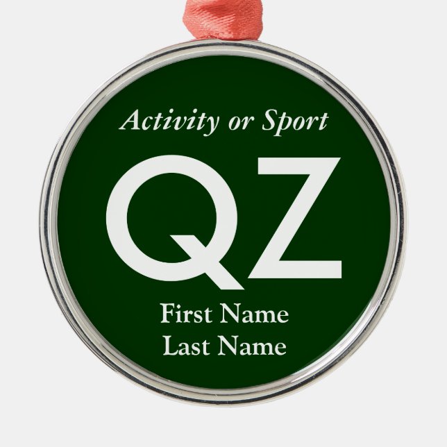 College or High School Varsity Letter Keepsake Metal Ornament (Front)