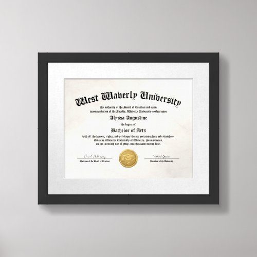 College or University Diploma Replica Framed Art