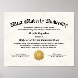 College or University Diploma Replica Poster