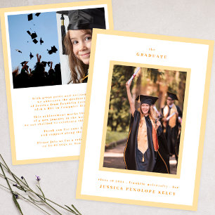 College Orange Double Frame 3 Photo Graduation Announcement