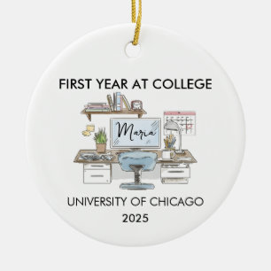 College Ornament, Freshman Year Christmas, New Ceramic Ornament