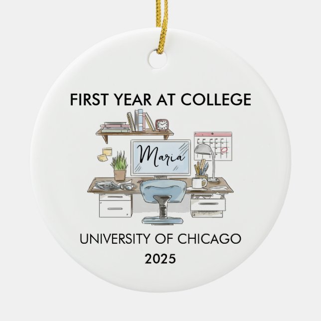College Ornament, Freshman Year Christmas, New  Ceramic Ornament (Front)