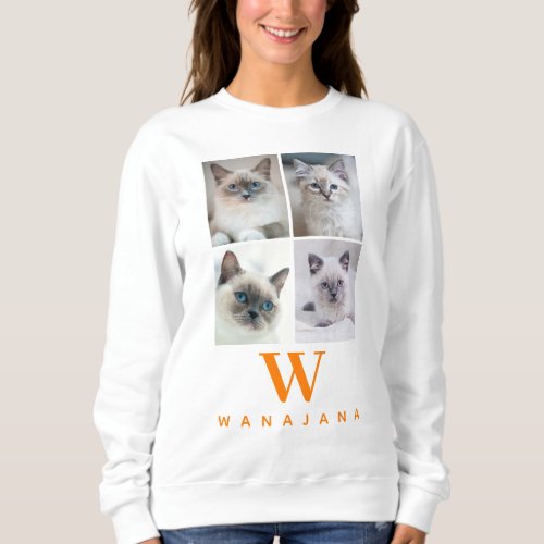 College Pet Photo Monogram  Animal Lovers Custom Sweatshirt