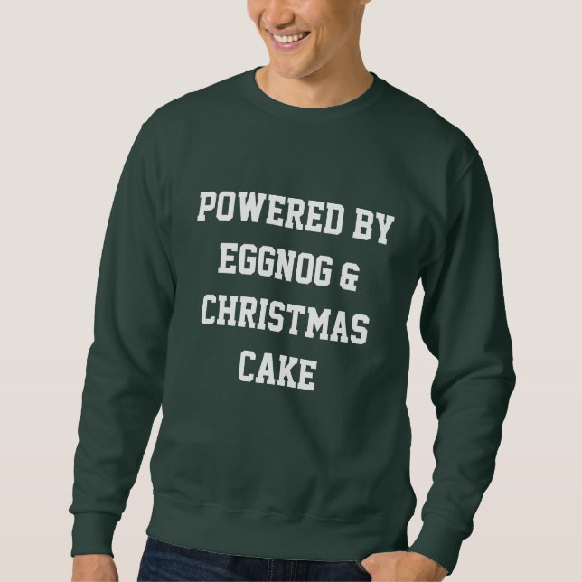 College Powered By Eggnog Christmas Men’s Sweater (Front)