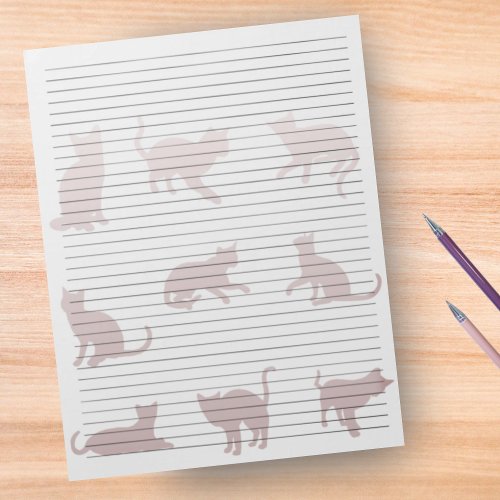 College Ruled 85 x 11 Rose Gold Cat Silhouettes Notepad