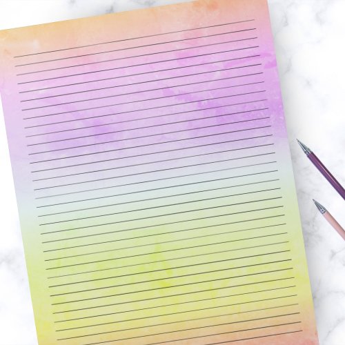 College Ruled Lines Watercolor Pastel Rainbow Notepad