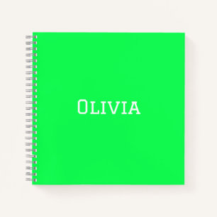 College Ruled Notebook Neon Green Personalized