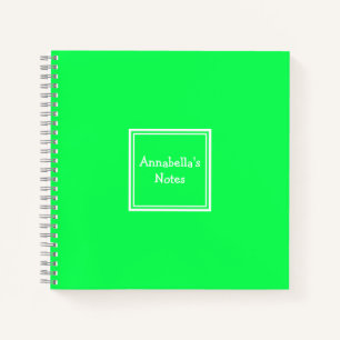 College Ruled Notebook Neon Green Personalized