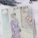 College Ruled Paper - Vintage Victorian Fashion Notepad<br><div class="desc">College Ruled Notepad - Standard Letter Size Pages - 8.5" X 11"  Lined with Black College Ruled Lines on Each Page for Easy Writing - One Sided Notebook Paper with a Vintage Victorian Fashion Lady Window Shopping in a Purple Dress Background</div>
