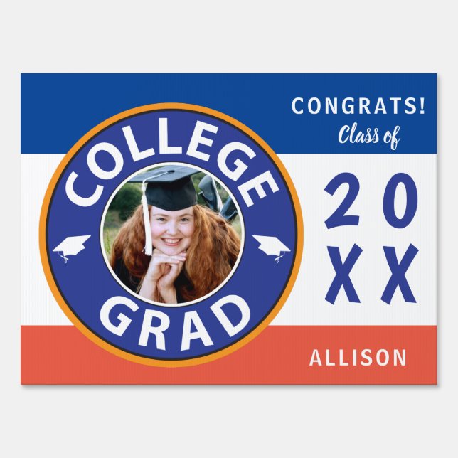 College School Photo Graduation Yard Sign (Back)