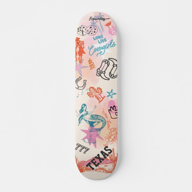 College Skateboard Cowgirl Dorm Room Wall Art (Front)