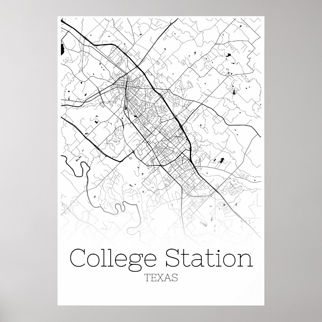 College Station Map Texas City Map Poster Zazzle   College Station Map Texas City Map Poster R15c980a9f0874d59ab6fcea8bfabdc41 Kmk 8byvr 1080 