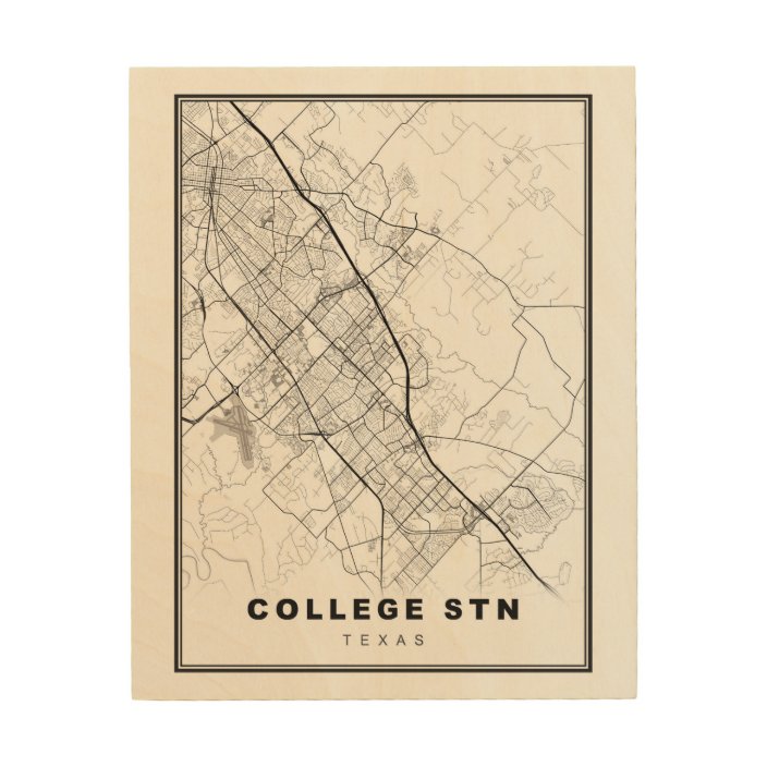 College Station Map Wood Wall Art