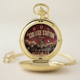 College Station Texas Historic College Town Pocket Watch