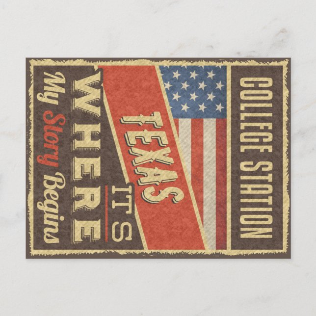 College Station Texas Postcard (Front)
