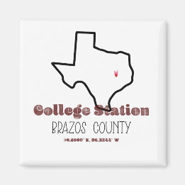 College Station, TX Heart Fridge Magnet