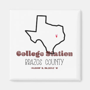 College Station, TX Heart Fridge Magnet
