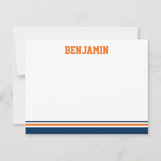 College Stripe Bar Mitzvah Thank You Card (Front)