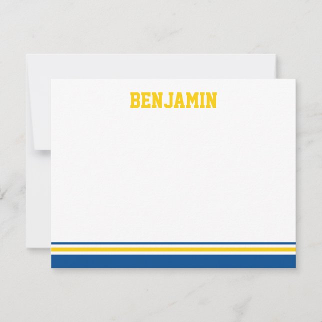 College Stripe Bar Mitzvah Thank You Card (Front)